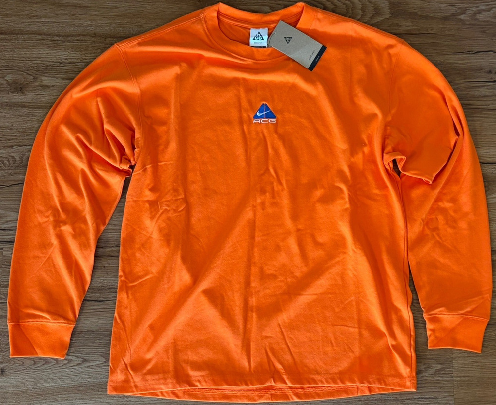 Nike ACG Lungs Long Sleeve T-Shirt DR7753-819 Safety Orange Men’s Size Medium